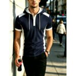 Jacket XS01 Waffle-Knit Hooded Short-Sleeve Top