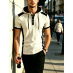 Jacket XS01 Waffle-Knit Hooded Short-Sleeve Top