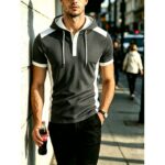 Jacket XS01 Waffle-Knit Hooded Short-Sleeve Top