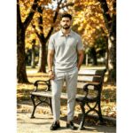 Set XT023 Waffle-Knit Short-Sleeve Long-Pants Set