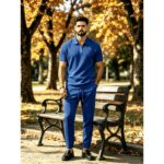 Set XT023 Waffle-Knit Short-Sleeve Long-Pants Set