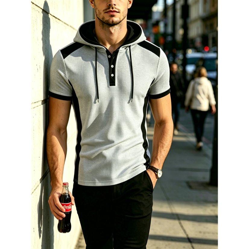Jacket XS01 Waffle-Knit Hooded Short-Sleeve Top